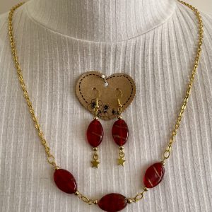 Kleine Sterne mit rote Perlen - Set II.